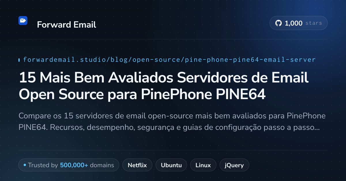 15 Mais Bem Avaliados Servidores de Email Open Source para PinePhone PINE64 2026