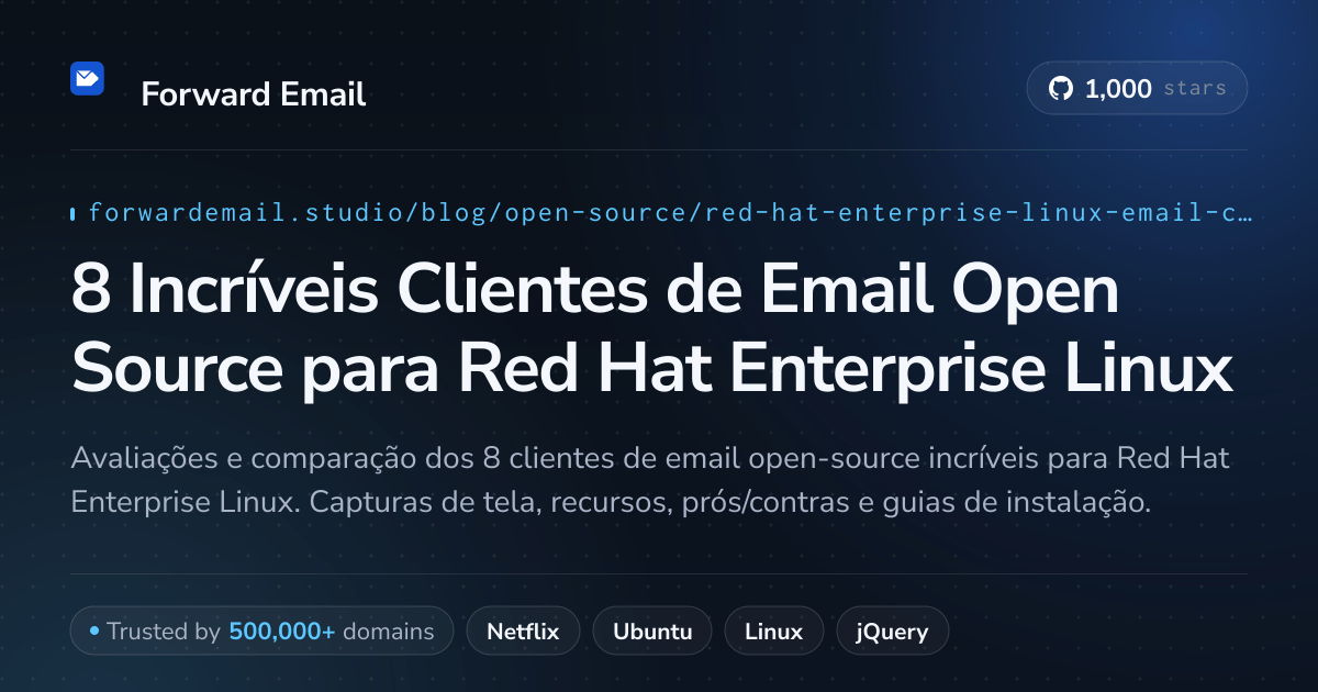 8 Incríveis Clientes de Email Open Source para Red Hat Enterprise Linux 2026