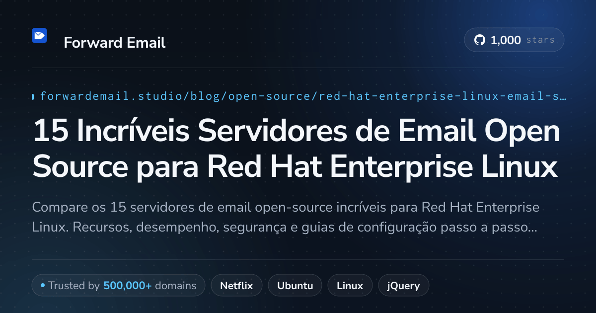 15 Incríveis Servidores de Email Open Source para Red Hat Enterprise Linux 2026
