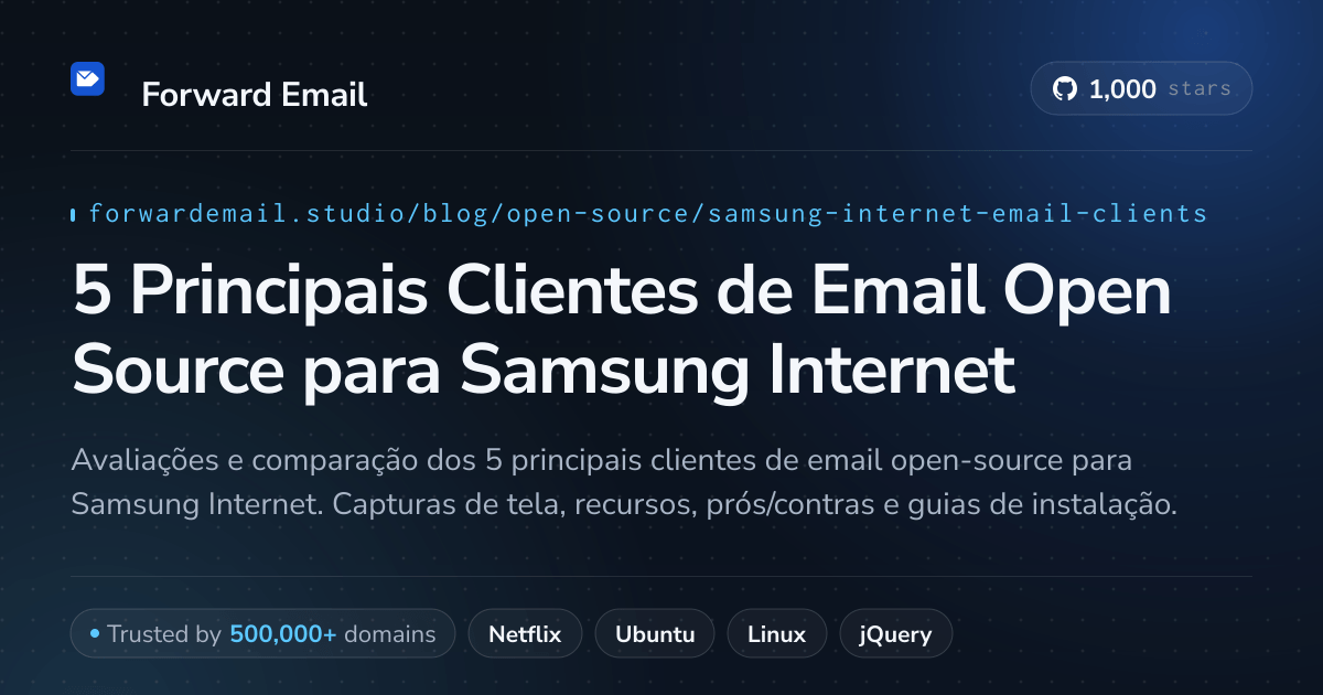 5 Principais Clientes de Email Open Source para Samsung Internet 2026