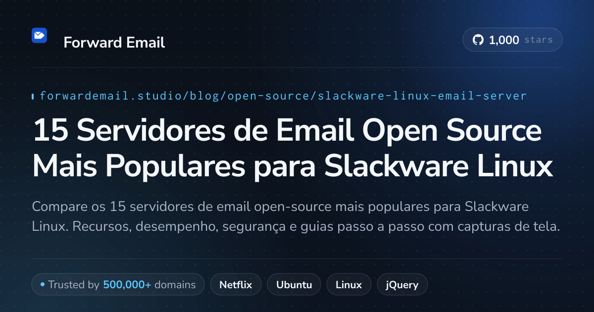 15 Servidores de Email Open Source Mais Populares para Slackware Linux 2026