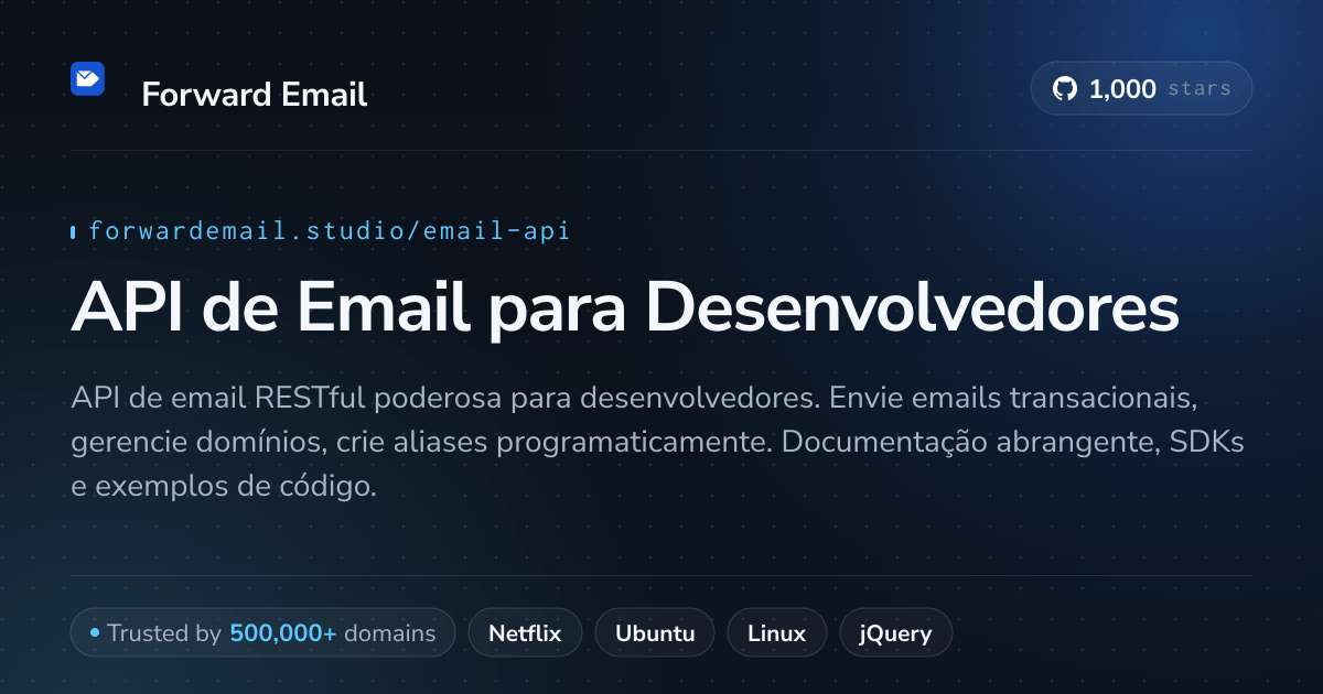 API de Email para Desenvolvedores - API RESTful com Webhooks & SMTP 2026