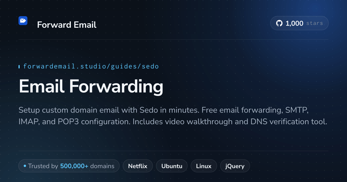 Como configurar e-mail com Sedo