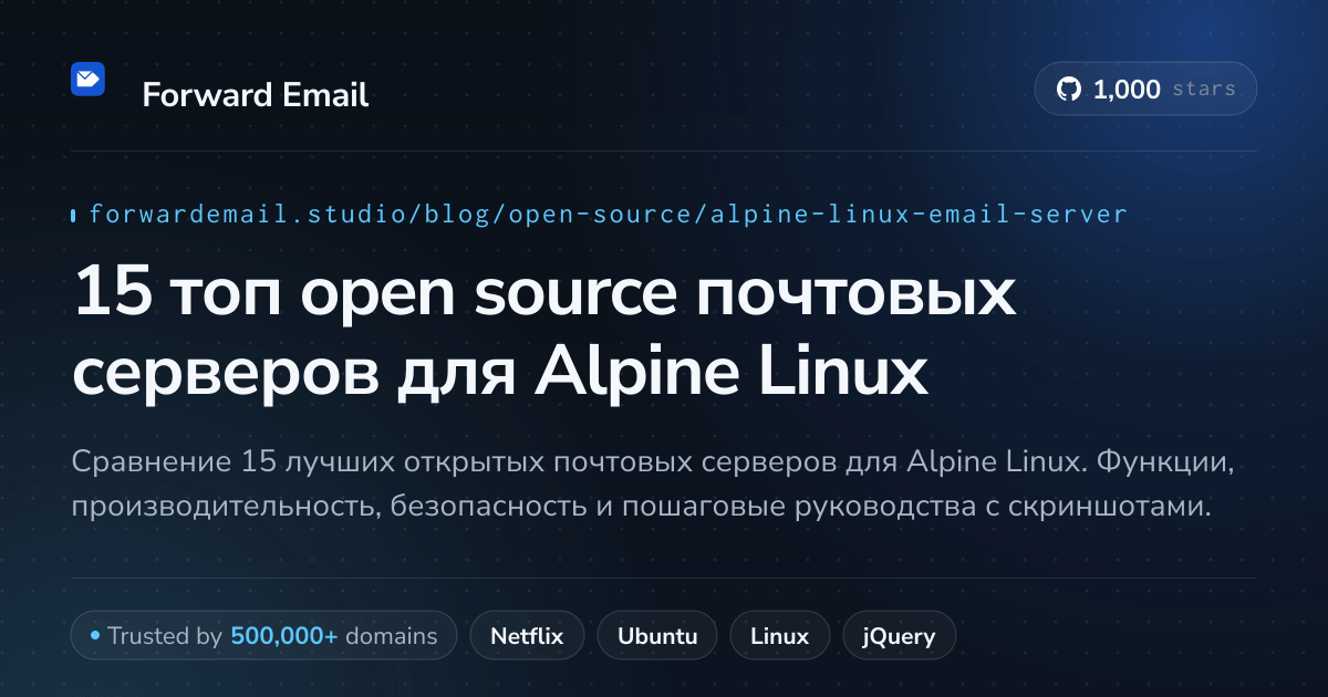 15 топ open source почтовых серверов для Alpine Linux 2026