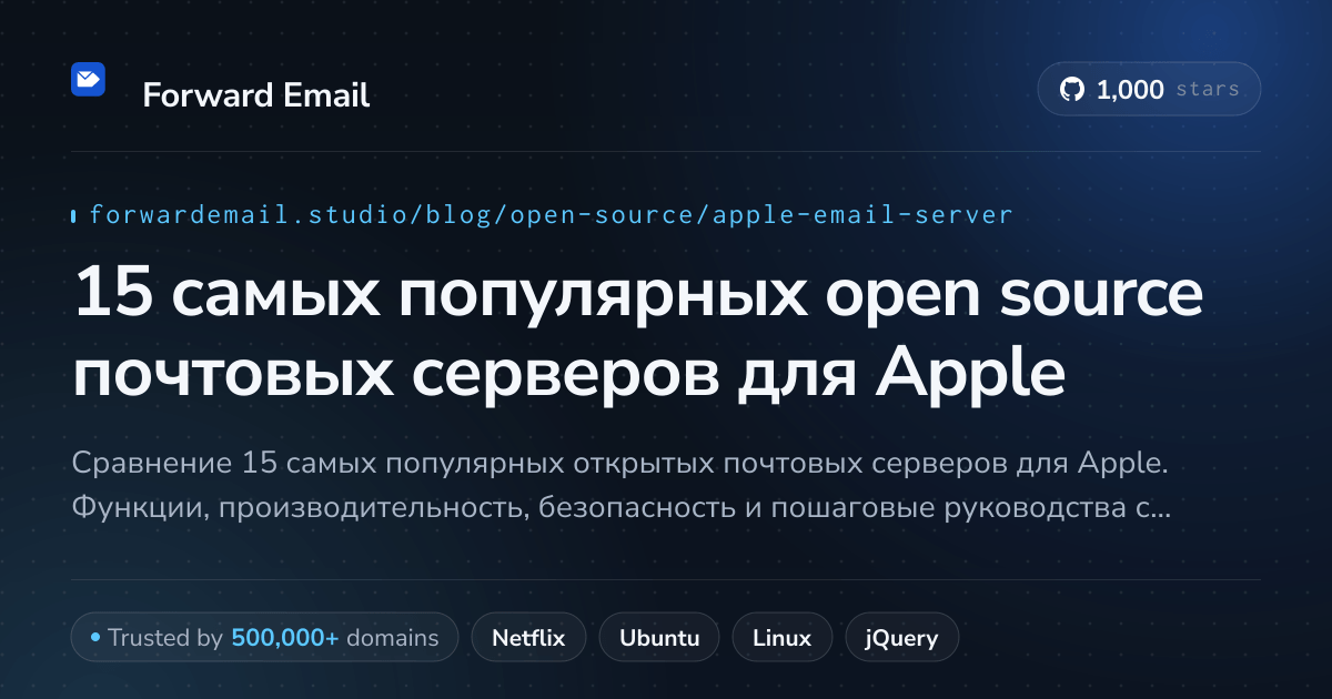 15 самых популярных open source почтовых серверов для Apple 2026