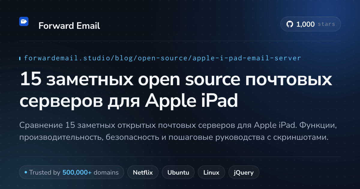 15 заметных open source почтовых серверов для Apple iPad 2026