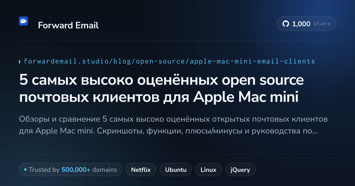 5 самых высоко оценённых open source почтовых клиентов для Apple Mac mini 2026