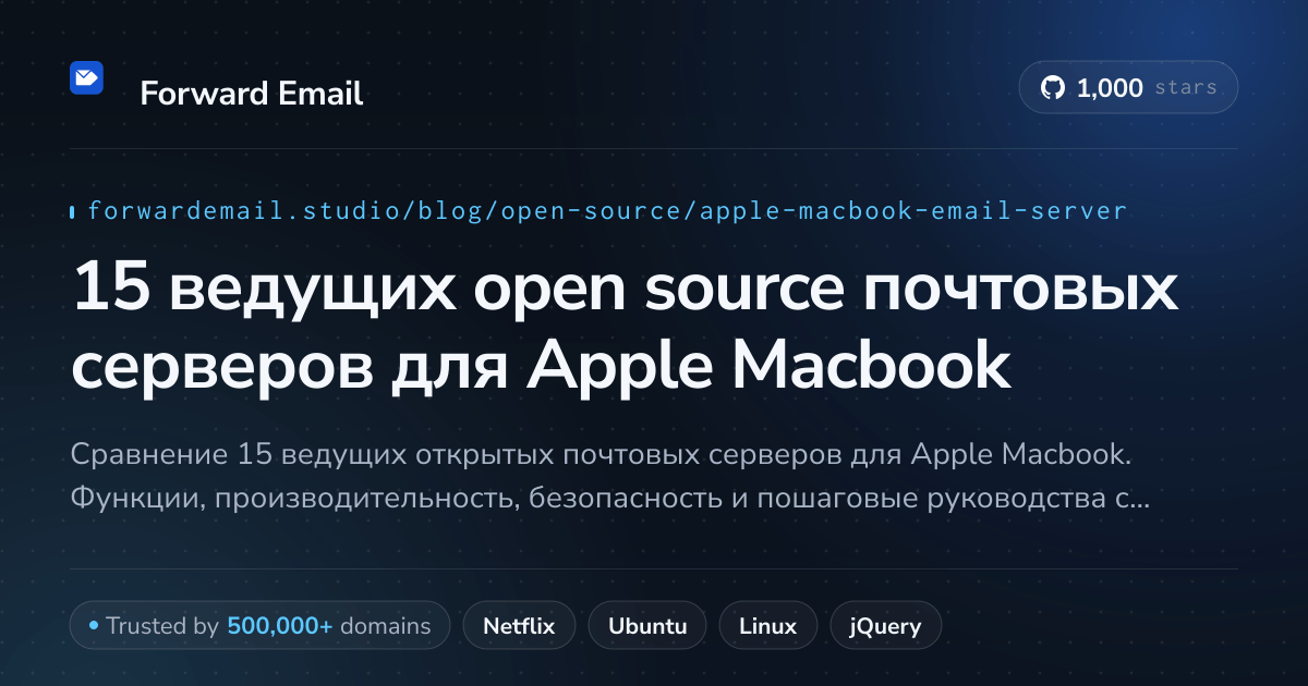 15 ведущих open source почтовых серверов для Apple Macbook 2026