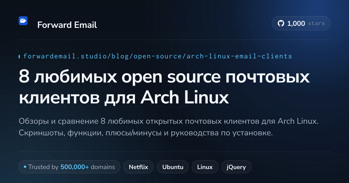 8 любимых open source почтовых клиентов для Arch Linux 2026