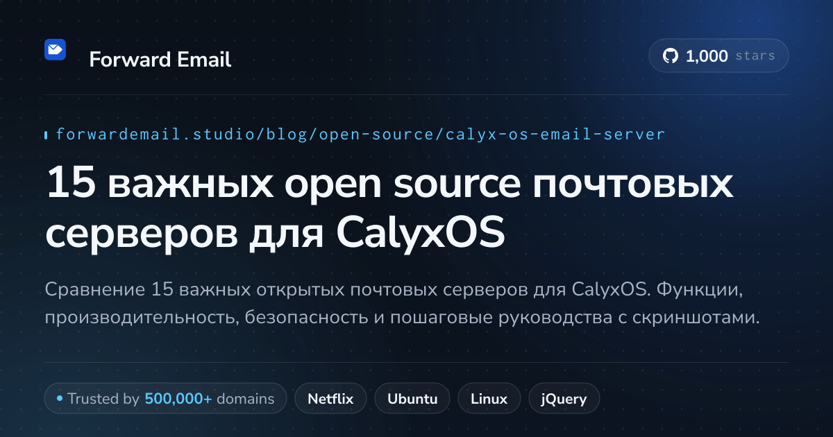 15 важных open source почтовых серверов для CalyxOS 2026