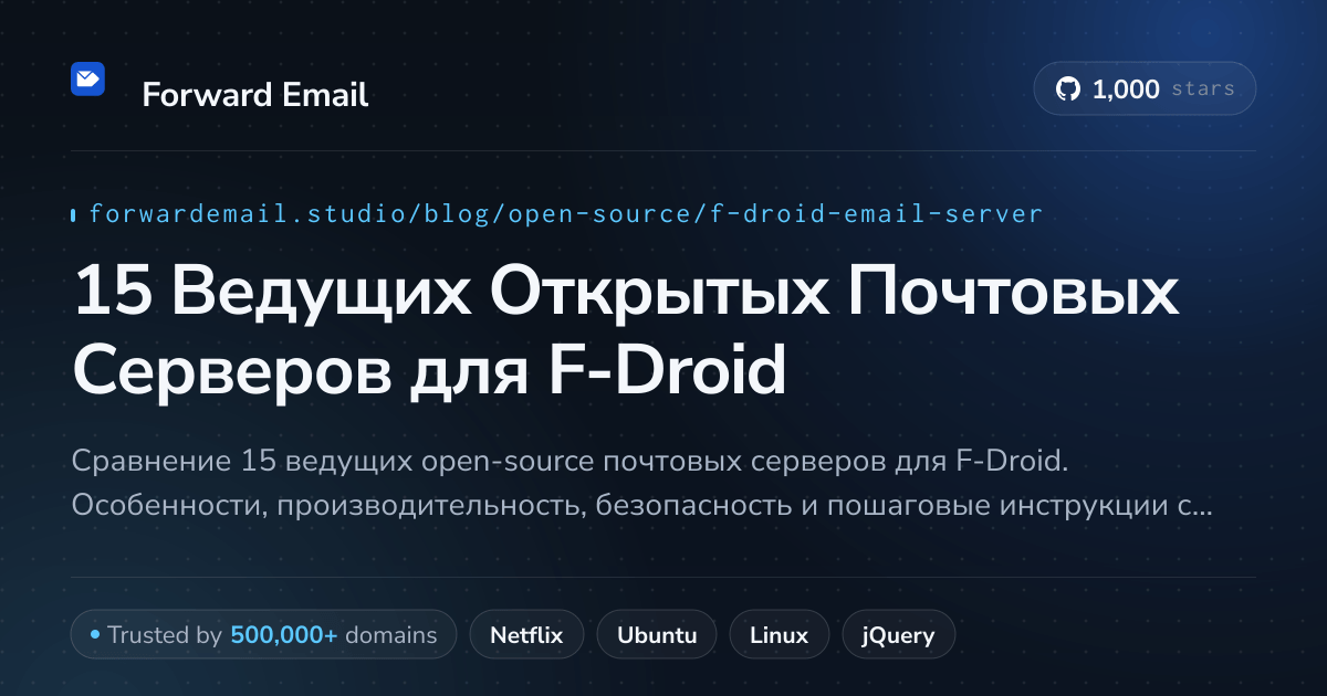 15 Ведущих Открытых Почтовых Серверов для F-Droid 2026