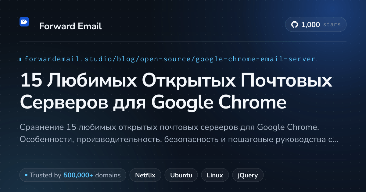 15 Любимых Открытых Почтовых Серверов для Google Chrome 2026