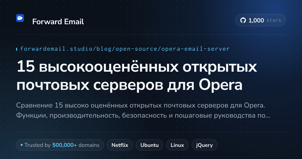 15 высокооценённых открытых почтовых серверов для Opera 2026
