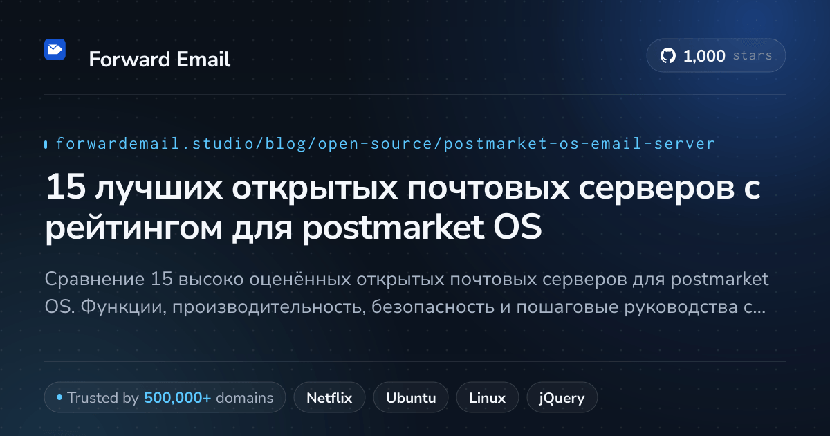 15 лучших открытых почтовых серверов с рейтингом для postmarket OS 2026