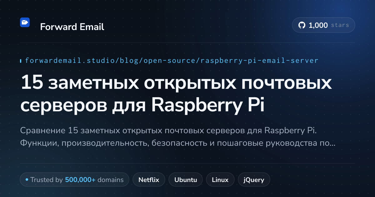 15 заметных открытых почтовых серверов для Raspberry Pi 2026