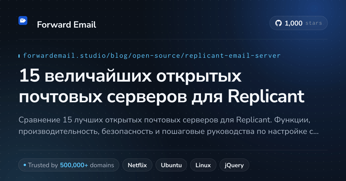 15 величайших открытых почтовых серверов для Replicant 2026