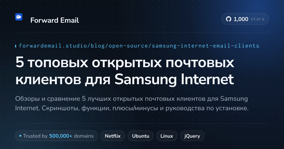 5 топовых открытых почтовых клиентов для Samsung Internet 2026