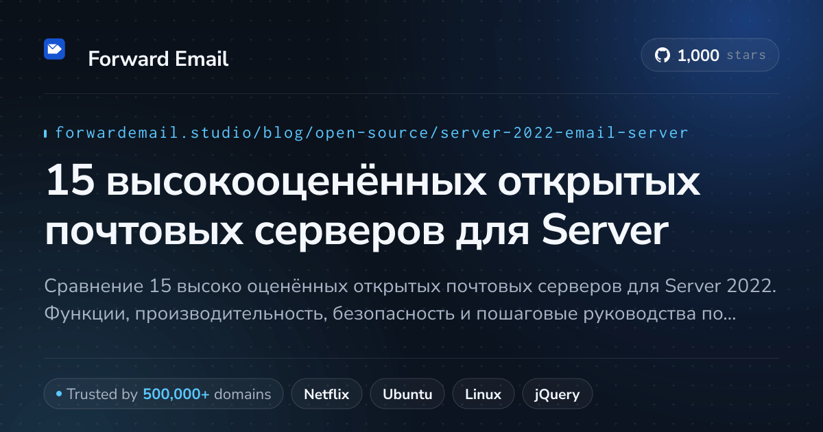 15 высокооценённых открытых почтовых серверов для Server 2022 2026