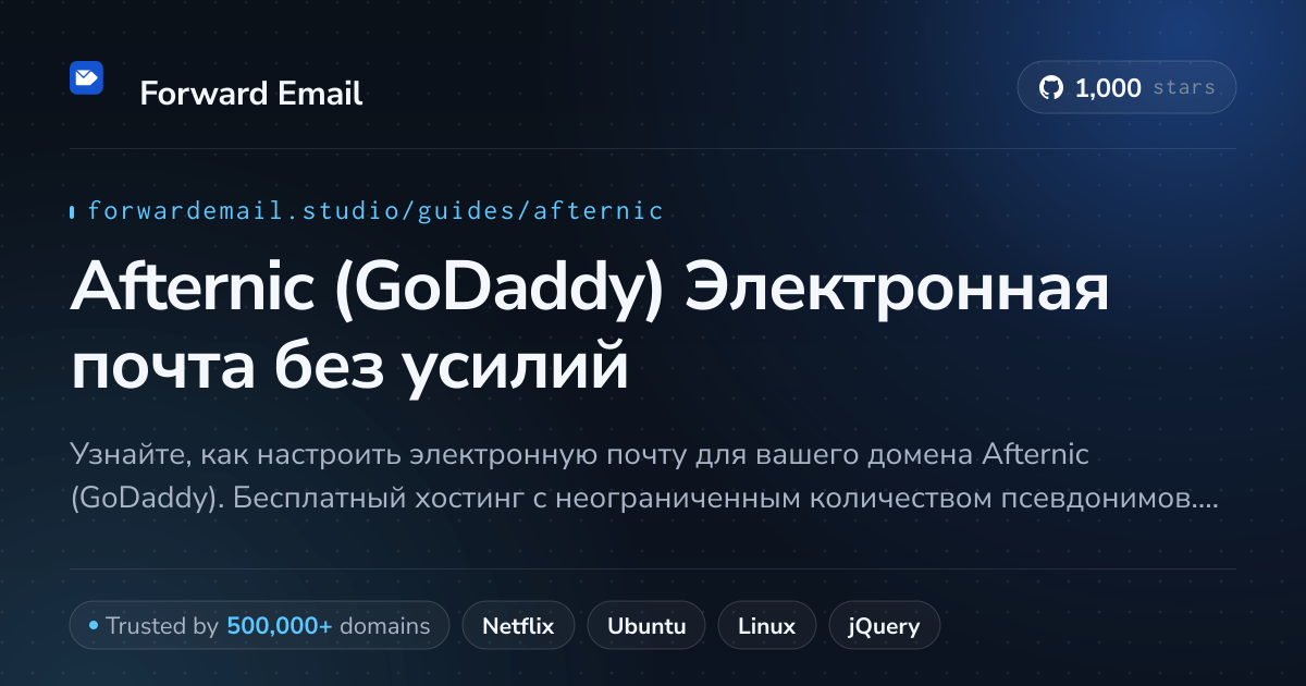 Как настроить электронную почту с помощью Afternic (GoDaddy)
