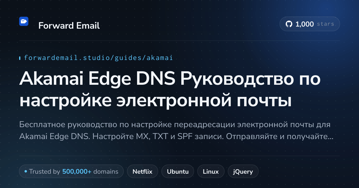 Как настроить электронную почту с помощью Akamai Edge DNS