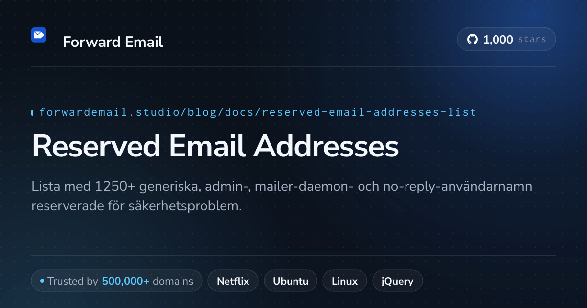 Reserverade e-postadresser