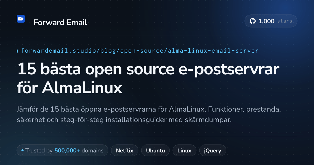 15 bästa open source e-postservrar för AlmaLinux 2026