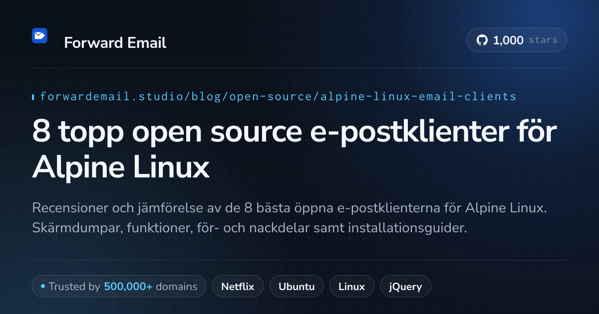 8 topp open source e-postklienter för Alpine Linux 2026