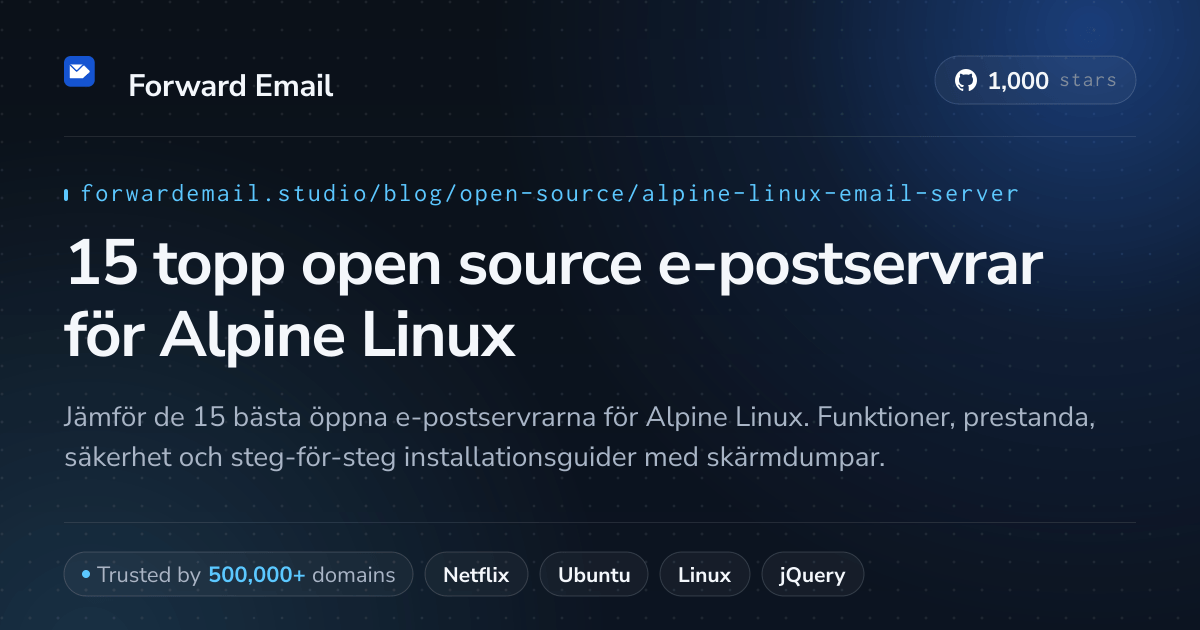 15 topp open source e-postservrar för Alpine Linux 2026