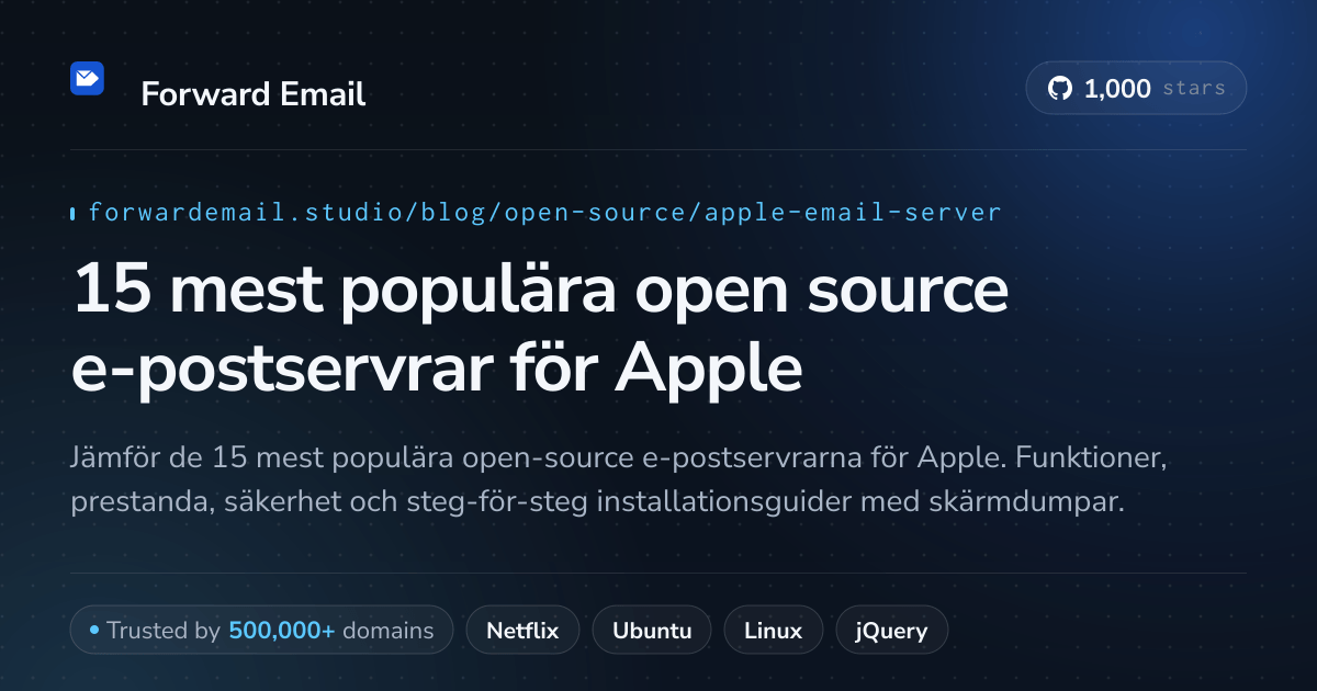 15 mest populära open source e-postservrar för Apple 2026