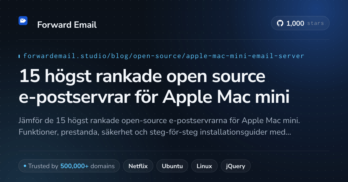 15 högst rankade open source e-postservrar för Apple Mac mini 2026