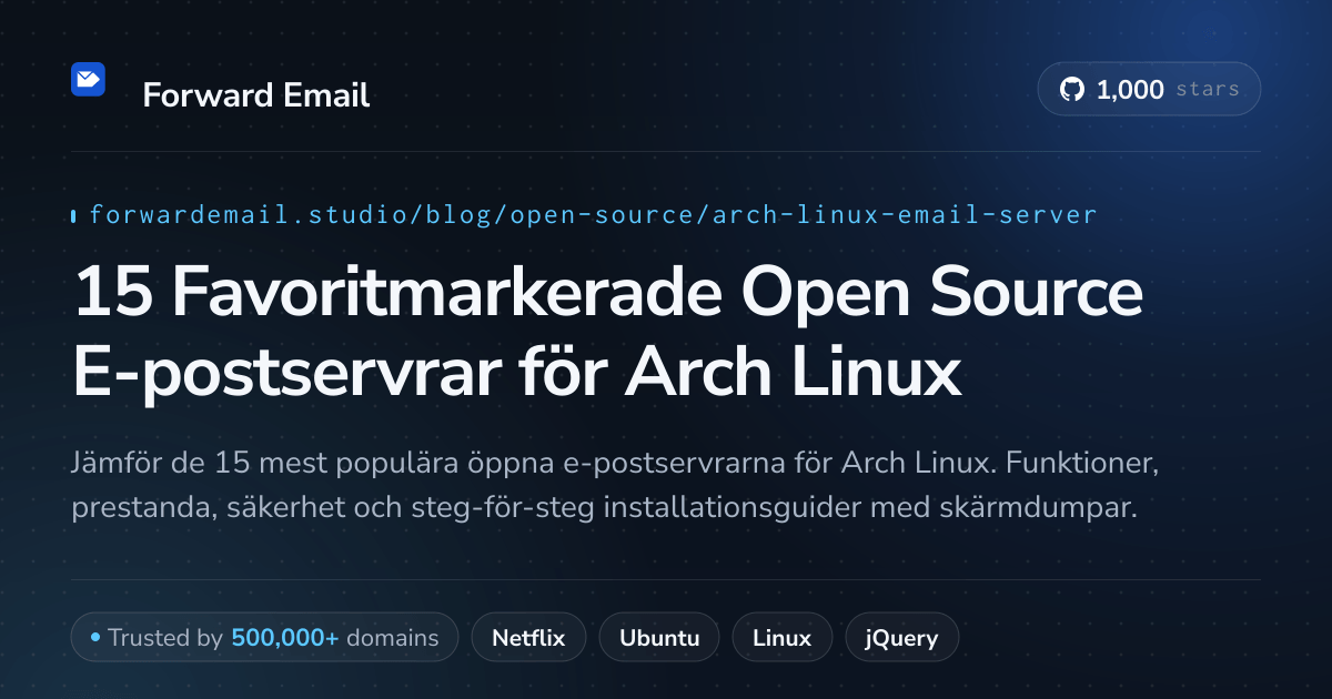 15 Favoritmarkerade Open Source E-postservrar för Arch Linux 2026