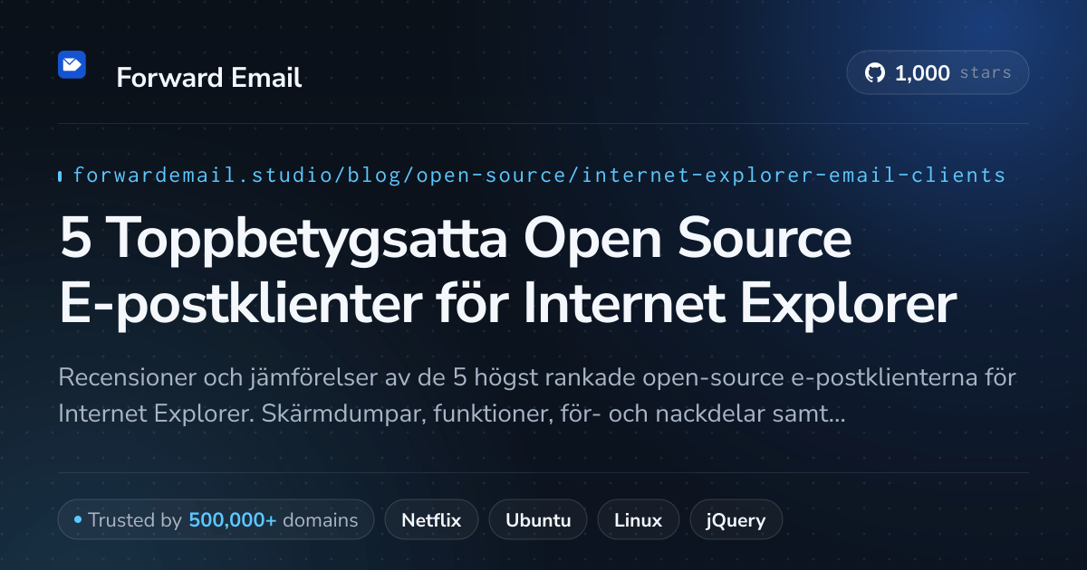 5 Toppbetygsatta Open Source E-postklienter för Internet Explorer 2026