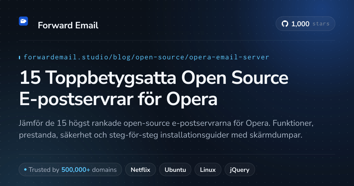 15 Toppbetygsatta Open Source E-postservrar för Opera 2026