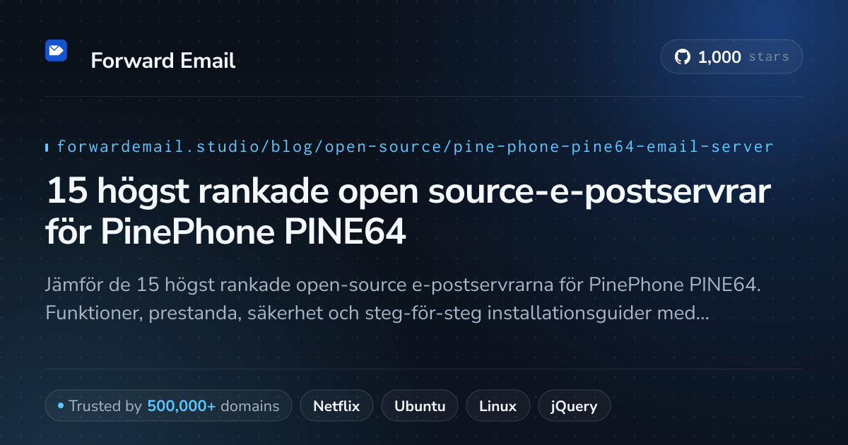 15 högst rankade open source-e-postservrar för PinePhone PINE64 2026