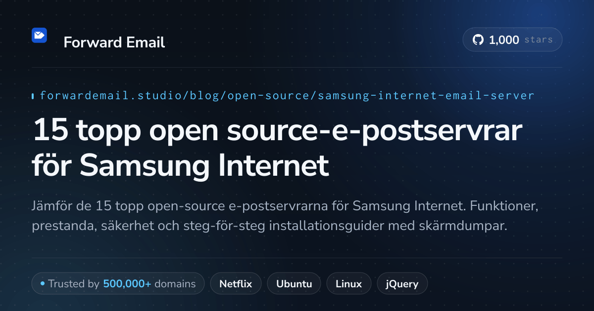 15 topp open source-e-postservrar för Samsung Internet 2026