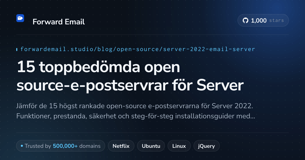 15 toppbedömda open source-e-postservrar för Server 2022 2026