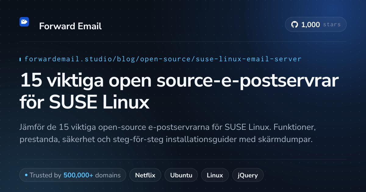 15 viktiga open source-e-postservrar för SUSE Linux 2026