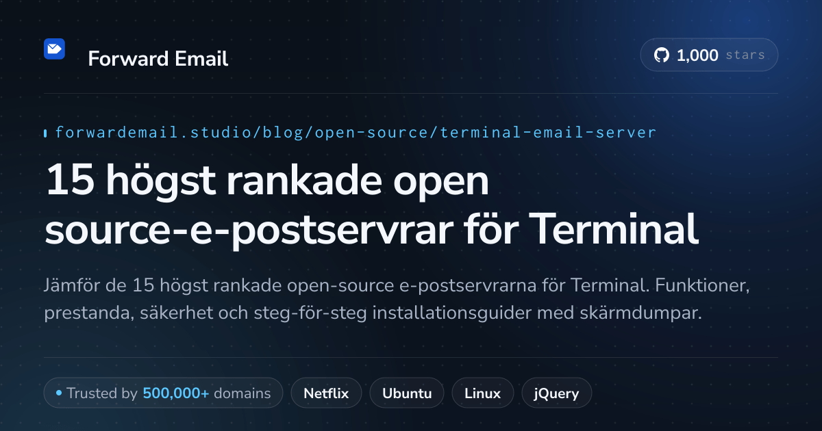 15 högst rankade open source-e-postservrar för Terminal 2026