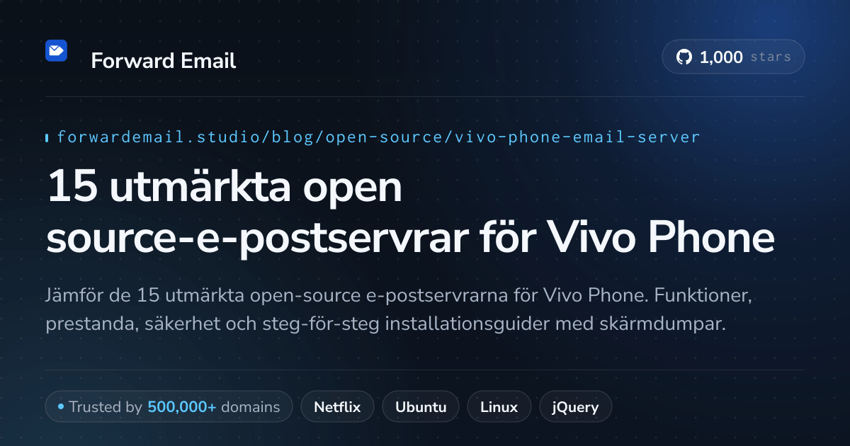 15 utmärkta open source-e-postservrar för Vivo Phone 2026