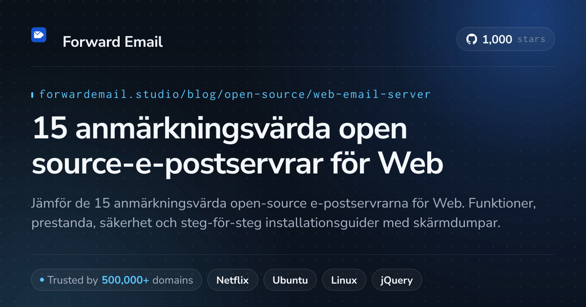 15 anmärkningsvärda open source-e-postservrar för Web 2026