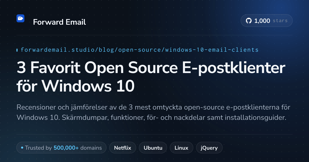 3 Favorit Open Source E-postklienter för Windows 10 2026