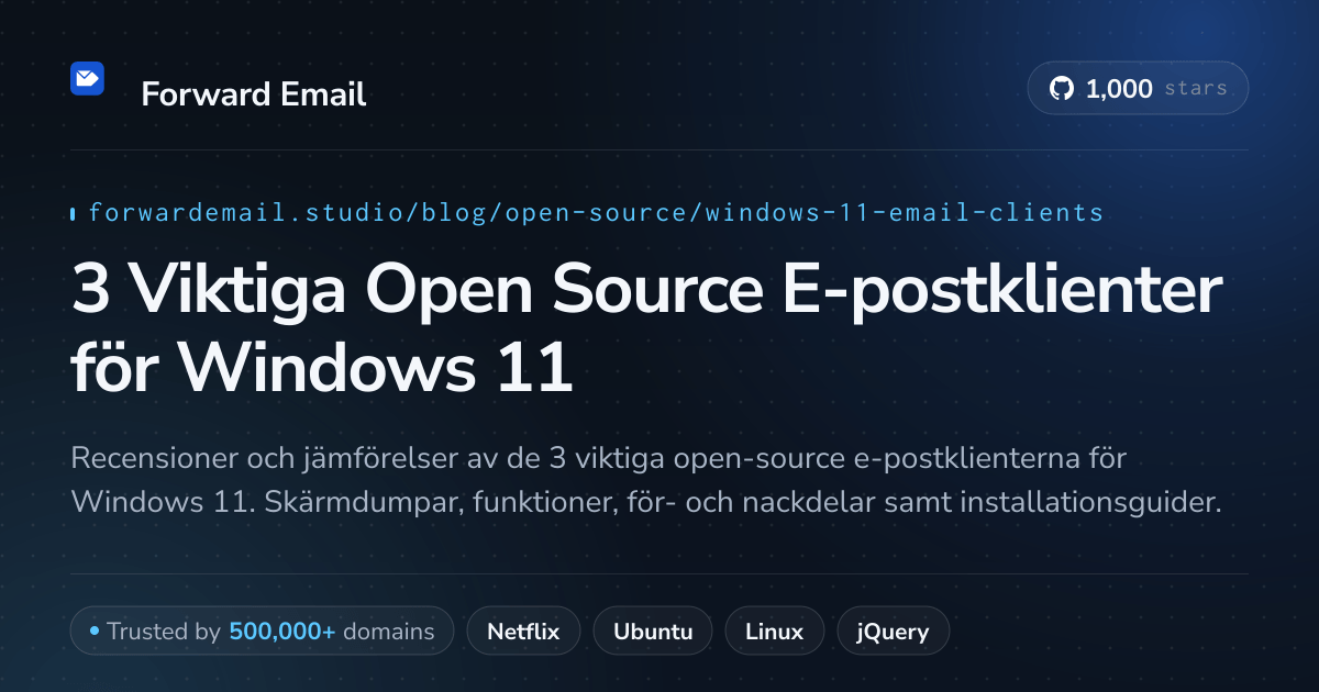 3 Viktiga Open Source E-postklienter för Windows 11 2026