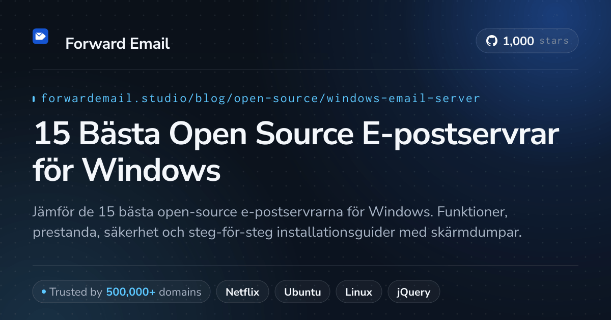 15 Bästa Open Source E-postservrar för Windows 2026