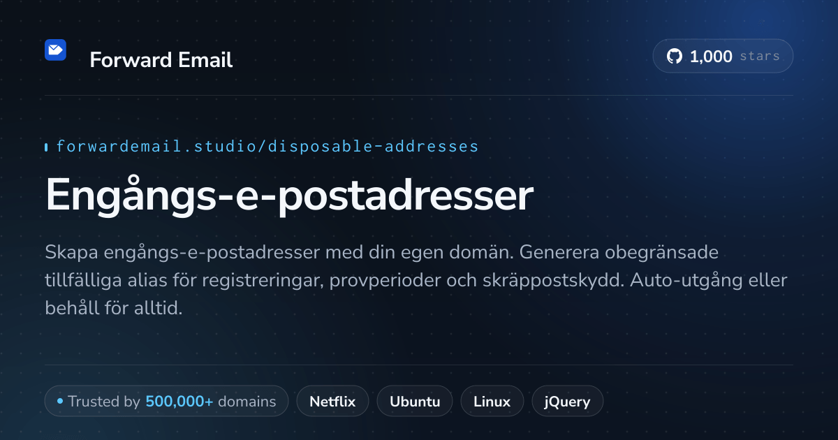 Engångs-e-postadresser - Tillfälliga alias för egna domäner