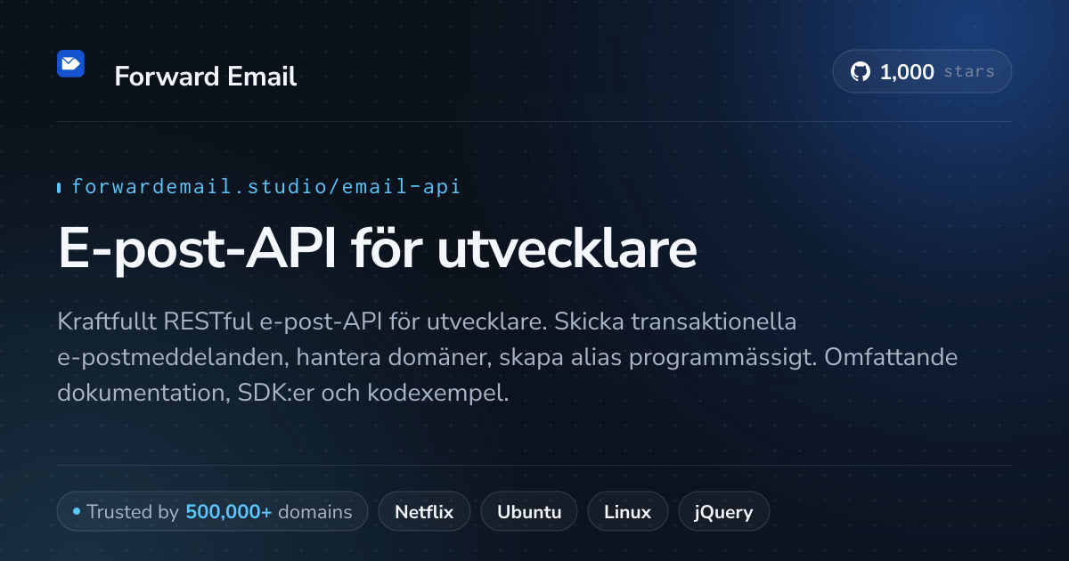 E-post-API för utvecklare - RESTful API med webhooks & SMTP 2026