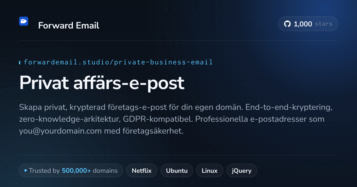 Privat affärs-e-post - Krypterad & Säker