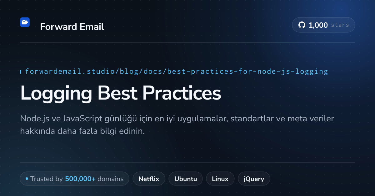 Node.js Günlüğüne İlişkin En İyi Uygulamalar