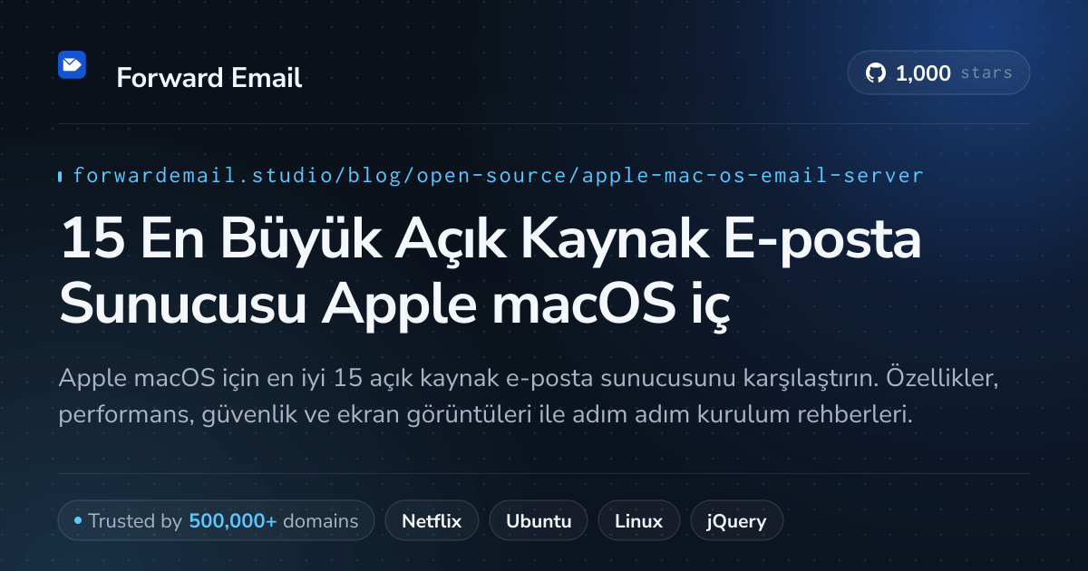 15 En Büyük Açık Kaynak E-posta Sunucusu Apple macOS için 2026