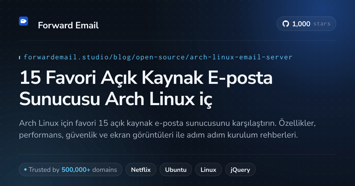 15 Favori Açık Kaynak E-posta Sunucusu Arch Linux için 2026