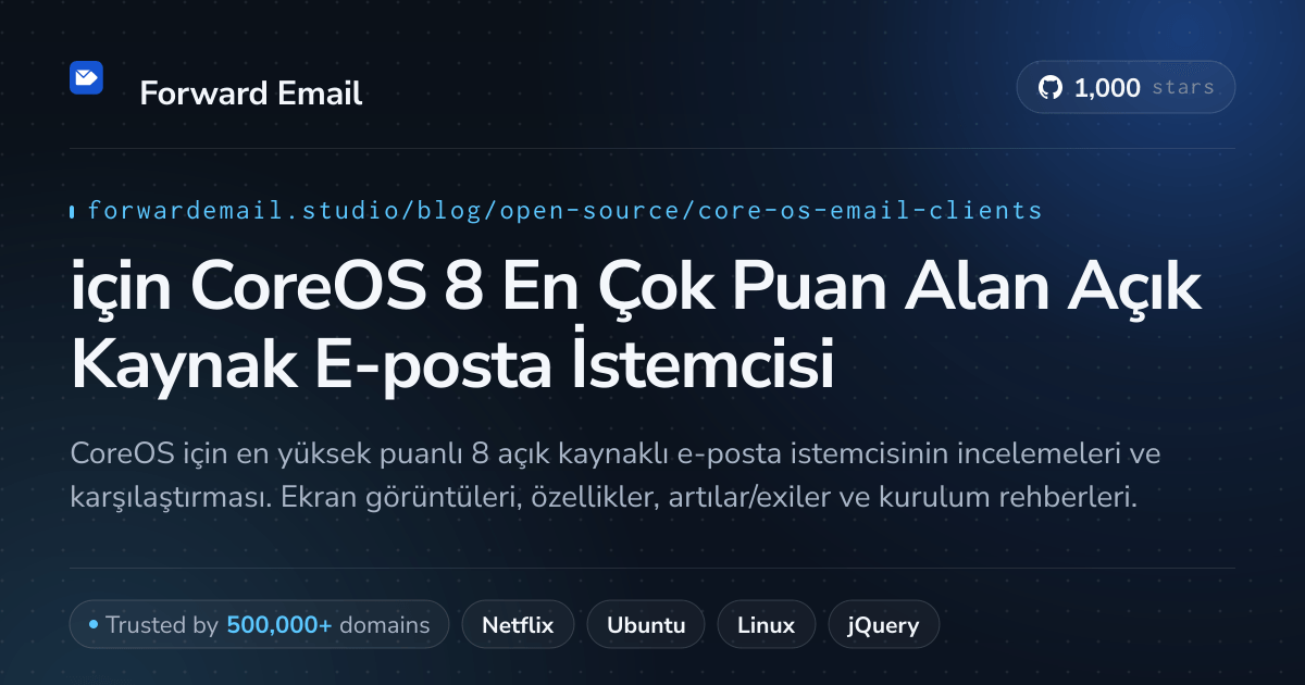 2026 için CoreOS 8 En Çok Puan Alan Açık Kaynak E-posta İstemcisi